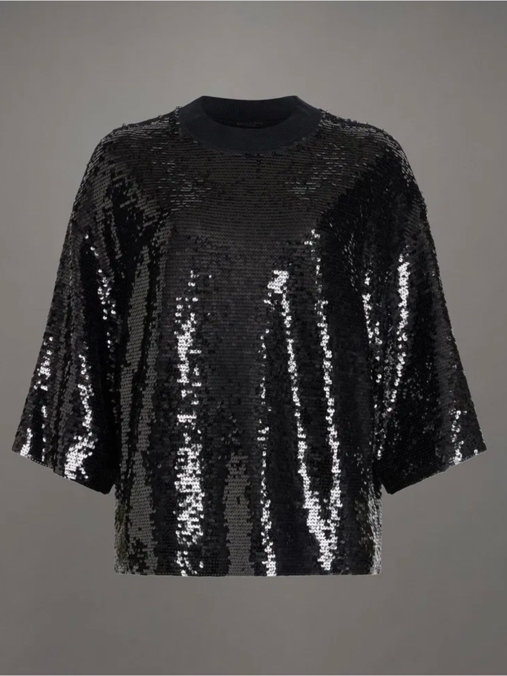 🖤 AllSaints Black Sequin Jeula Oversized Tshirt 🖤 - Picture 2 of 14